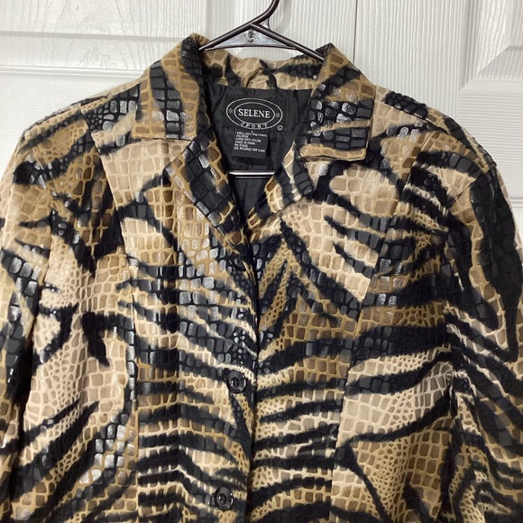 Selene Sport Animal Print Women's Blazer Jacket Button Front L - Picture 8 of 12
